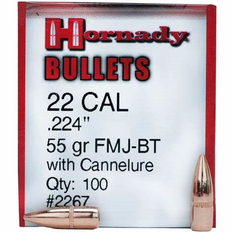 HORNADY .224 55GN Full Metal Jacket Boat Tail H2267