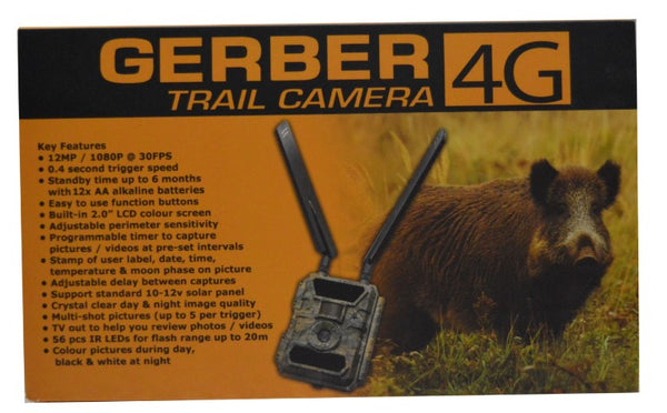 GERBER 4G 12MP Trail Cam WAter Resistant