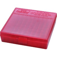 MTM P-100-38-29 100 RND HINGED TOP AMMO BOX RED .38-357