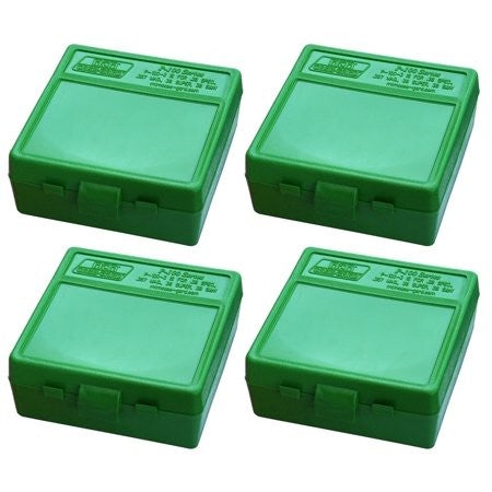 MTM P-100-44-10 100 RND HINGED TOP AMMO BOX GREEN .44