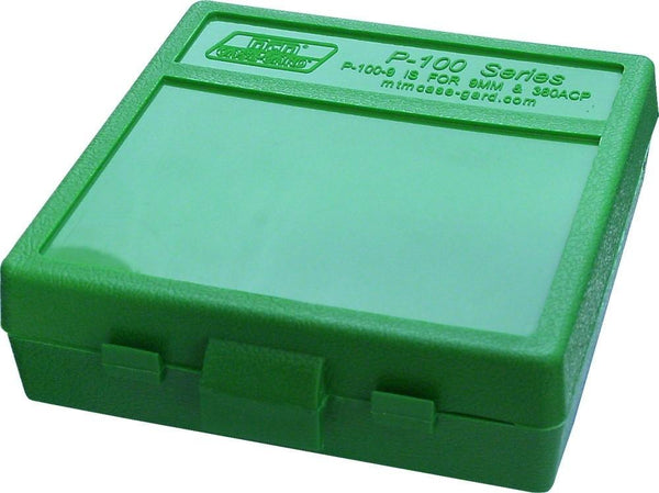 MTM P-100-45-10 100 RND HINGED TOP AMMO BOX GREEN .45