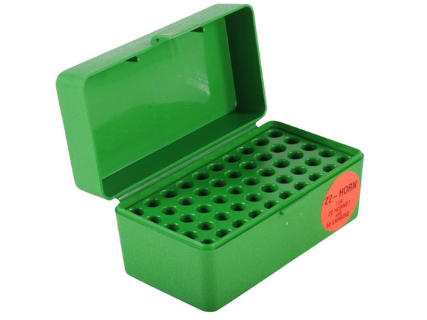 MTM 22-HORN-10 50 RND HINGED TOP AMMO BOX GREEN .22 H