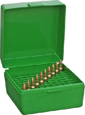 MTM RS-100-10 100 RND HINGED TOP AMMO BOX GREEN .223 GREEN