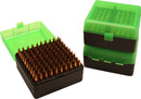 MTM RS-100-16T 100 RND HINGED TOP BOX CLEAR GREEN .223