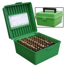 MTM R-100-10 100 RND HINGED TOP AMMO BOX GREEN .22-250