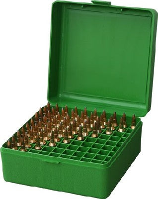 MTM RM-100-10 100 RND HINGED TOP AMMO BOX GREEN .243