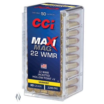 CCI 22WMR MAXI MAG HP+V 30GR JHP 2200 FPS C59