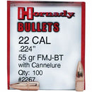 HORNADY .224 55GN Full Metal Jacket Boat Tail H2267