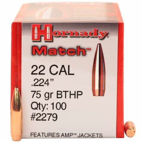 Hornady .224 75gn Boat Tail HOLLOW POINT Match