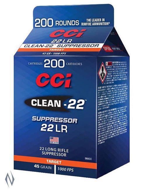 CCI 22LR CLEAN SUPPRESSOR 45GN LRN 200RND POUR PACK 1000FPS