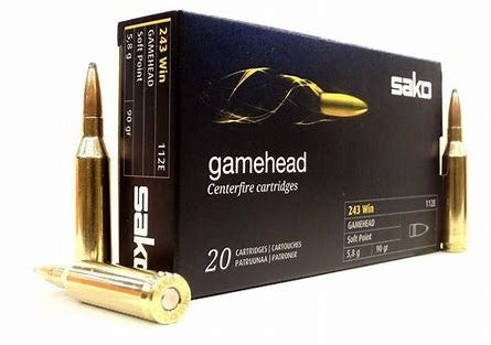 SAKO .243 90GR SOFT POINT Gamehead Ammunition