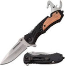 TAC FORCE FOLDING KNIFE BLACK/WOOD