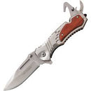 TAC FORCE FOLDING KNIFE SILVER/WOOD